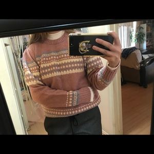 Vintage Woolrich Pink Aztec Wool Crew Neck Sweater